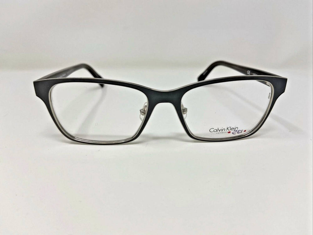 men's ck7382 rectangle eyeglasses in grey silver