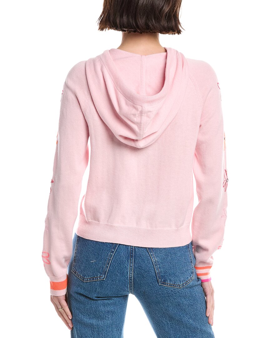 floral embroidery silk-blend hoodie