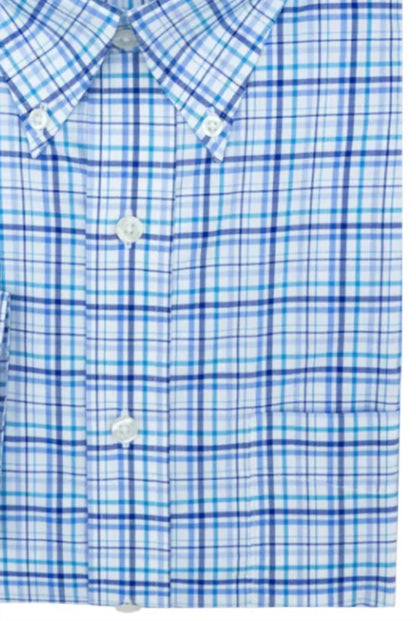 dale non-iron cotton sport shirt in blue
