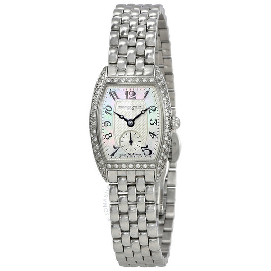 Frederique Constant, Art Deco Mother of Pearl Silver Dial Ladies Diamond Watch FC-