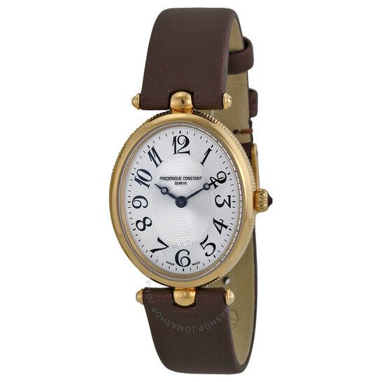 Frederique Constant, Art Deco Silver Dial Brown Stain Ladies Watch
