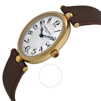Frederique Constant, Art Deco Silver Dial Brown Stain Ladies Watch