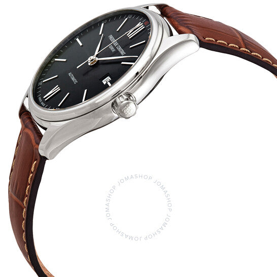 Frederique Constant, Automatic Black Dial Black Leather Men's Watch
