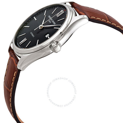 Frederique Constant, Automatic Black Dial Black Leather Men's Watch