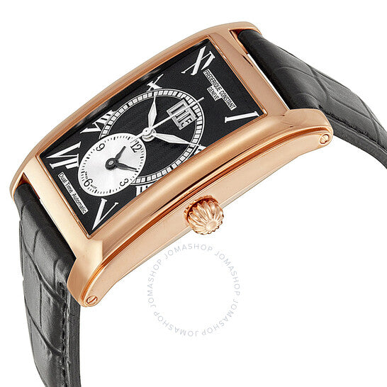 Frederique Constant, Automatic Black Dial Black Leather Strap Menas Watch