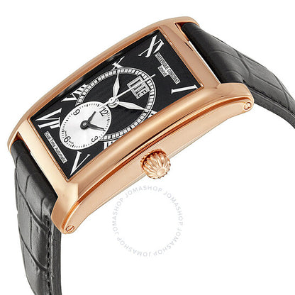 Frederique Constant, Automatic Black Dial Black Leather Strap Menas Watch