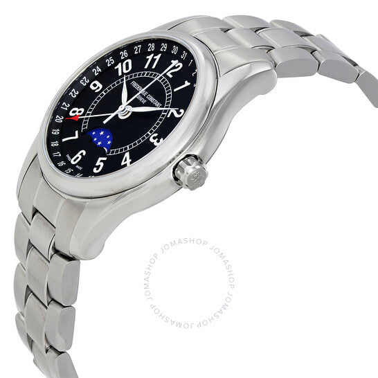 Frederique Constant, Black Dial Stainless Steel Men's Watch