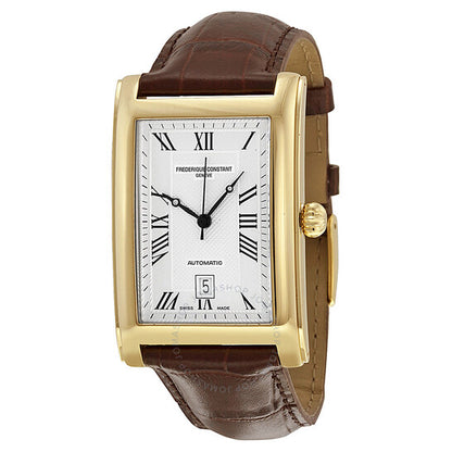 Frederique Constant, Carree Automatic Silver Dial Leather Strap Men's Watch