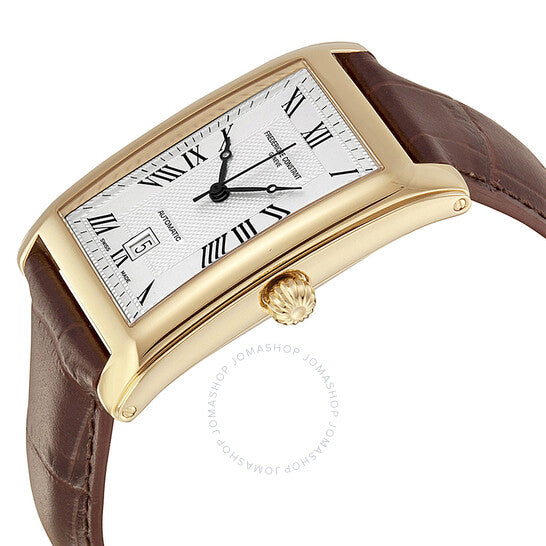 Frederique Constant, Carree Automatic Silver Dial Leather Strap Men's Watch