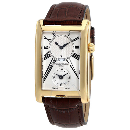 Frederique Constant, Carree Silver Dual Time Dial Men's Watch