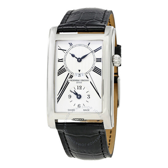 Frederique Constant, Carree Silver Dual Time Dial Men's Watch