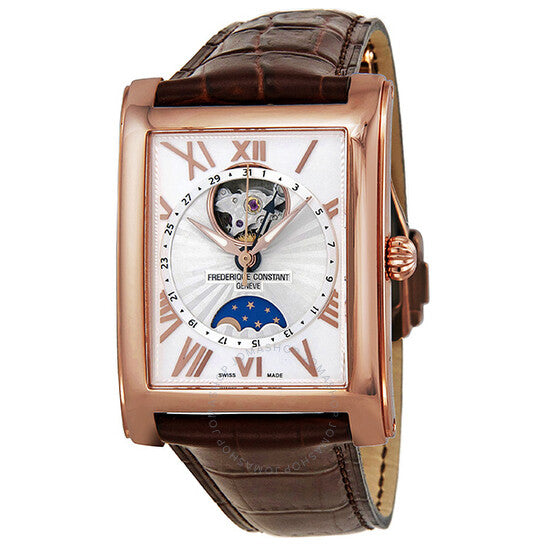 Frederique Constant, Carree White Dial Brown Leather Strap Ladies Watch