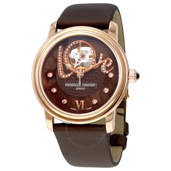 Frederique Constant, Chocolate Guilloche Mother of Pearl Leather Ladies Watch