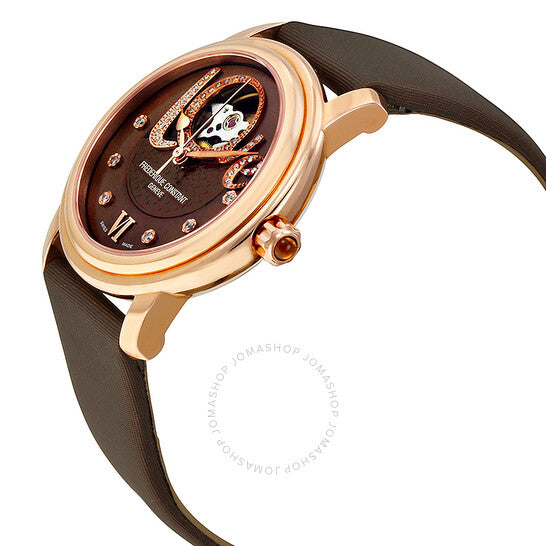 Frederique Constant, Chocolate Guilloche Mother of Pearl Leather Ladies Watch