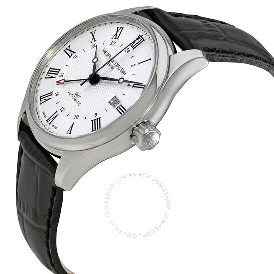 ساعة فريدريك كونستانت الكلاسيكية GMT الأوتوماتيكية للرجال بمينا فضي