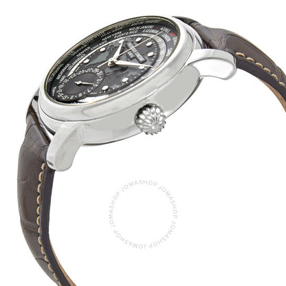 ساعة فريدريك كونستانت الكلاسيكية للرجال، أوتوماتيكية بمينا رمادية، وساعة وولردتايمر