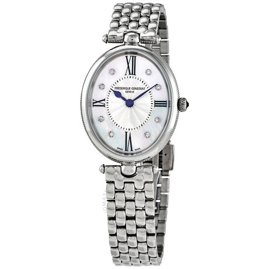 Frederique Constant, Classics Art Deco Quartz Crystal White Mother of Pearl Dial Ladies Watch