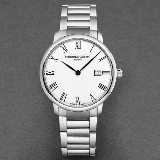 ساعة فريدريك كونستانت الكلاسيكية الأوتوماتيكية للرجال بمينا فضي