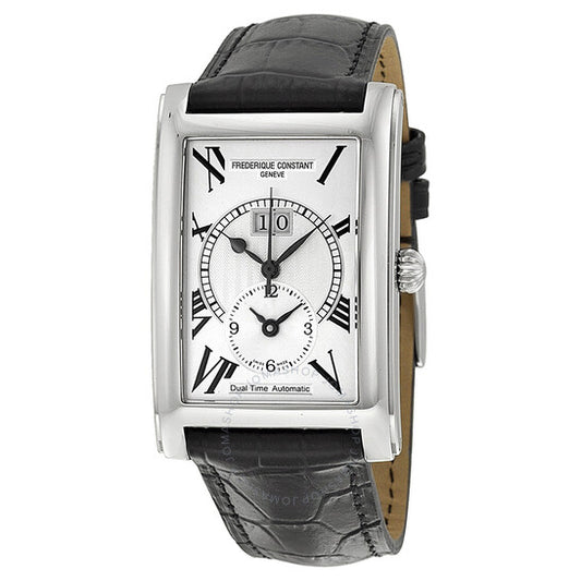 Frederique Constant, Classics Carree Silver Dial Black Leather Strap Men's Watch 325MS4C26