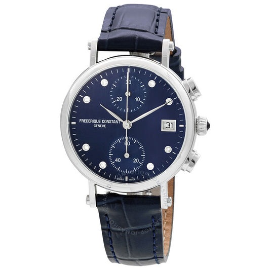 Frederique Constant, Classics Chronograph Quartz Diamond Blue Dial Ladies Watch