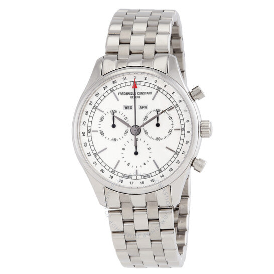 ساعة فريدريك كونستانت الكلاسيكية كرونوغراف كوارتز بمينا فضي للرجال