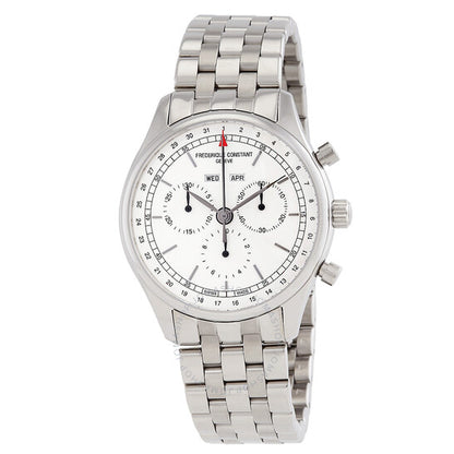 ساعة فريدريك كونستانت الكلاسيكية كرونوغراف كوارتز بمينا فضي للرجال