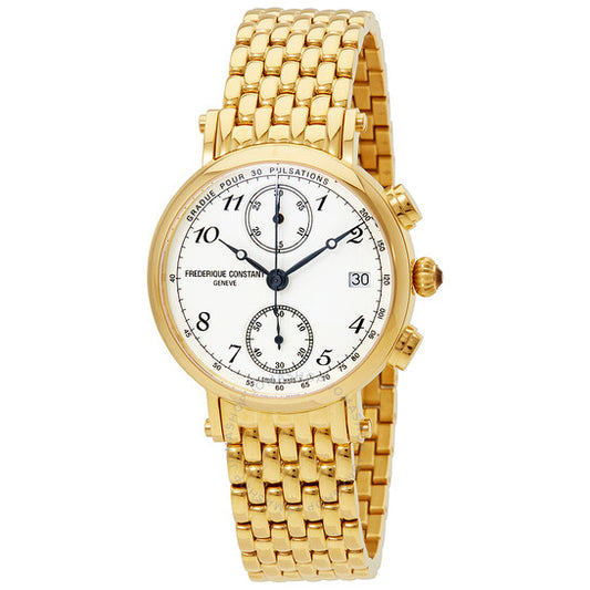 Frederique Constant, Classics Chronograph Silver Enamel Dial Gold-tone Ladies Watch 291A2R5B