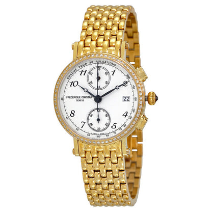 Frederique Constant, Classics Chronograph White Dial Diamond Ladies Watch