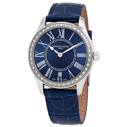 Frederique Constant, Classics Quartz Diamond Blue Dial Watch