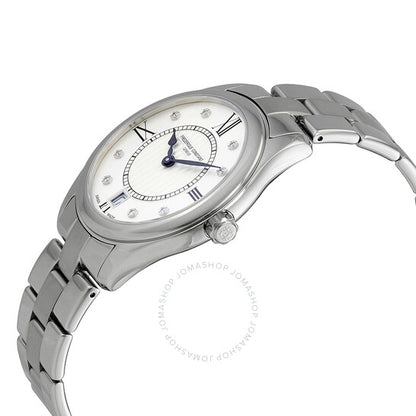 ساعة فريدريك كونستانت الكلاسيكية كوارتز بمينا أبيض من الألماس