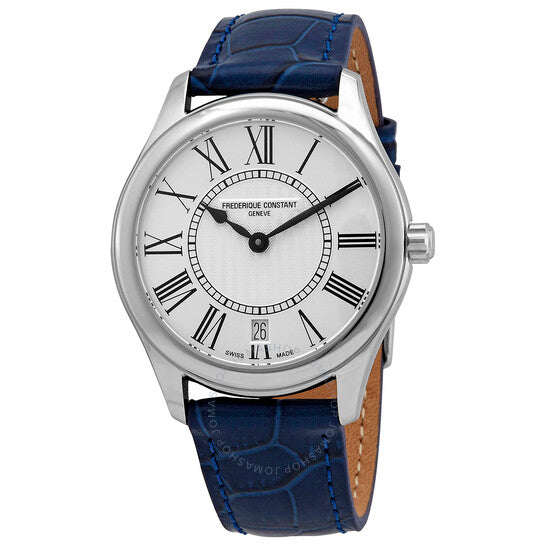 Frederique Constant, Classics Silver Dial Blue Leather Ladies Watch