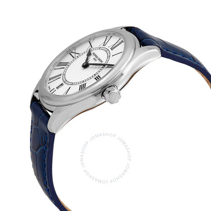 Frederique Constant, Classics Silver Dial Blue Leather Ladies Watch