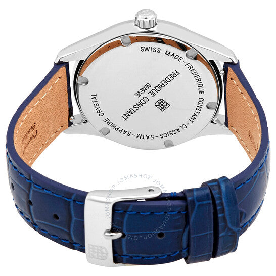 Frederique Constant, Classics Silver Dial Blue Leather Ladies Watch