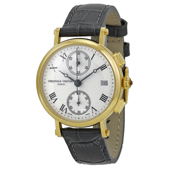 Frederique Constant, Classics Silver Dial Chronograph Leather Ladies Watch