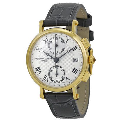 Frederique Constant, Classics Silver Dial Chronograph Leather Ladies Watch