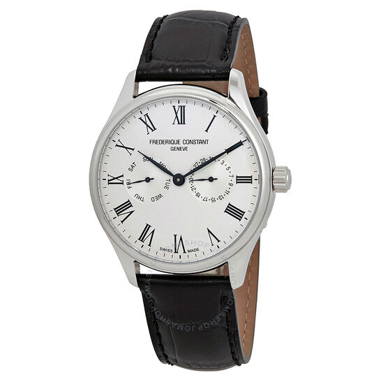 Frederique Constant, Classics Silver Dial Men's Black Leather Watch