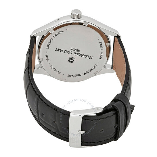 Frederique Constant, Classics Silver Dial Men's Black Leather Watch