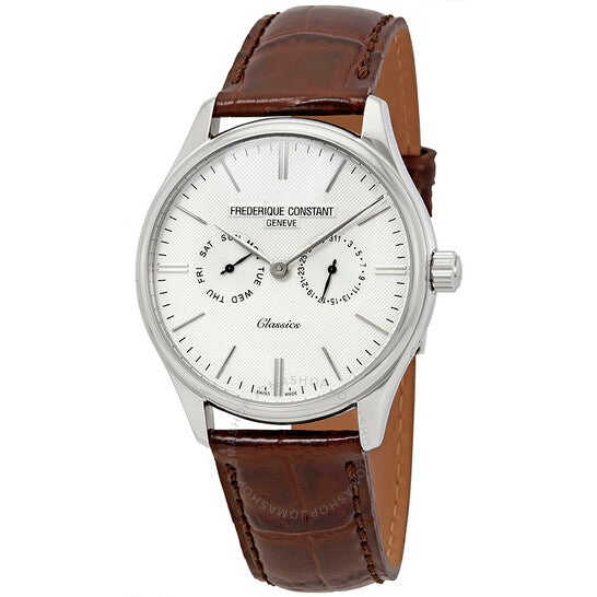ساعة فريدريك كونستانت الكلاسيكية للرجال بمينا فضي