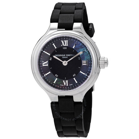 ساعة فريدريك كونستانت الذكية، بمينا من عرق اللؤلؤ باللون الرمادي الداكن للسيدات