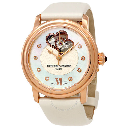 Frederique Constant, Double Heart Beat Mother of Pearl Dial Ladies Watch 310DHB2P4