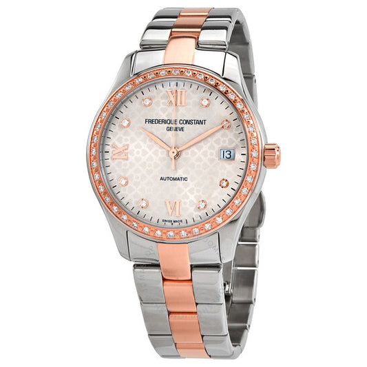Frederique Constant, Double Heartbeat Automatic Diamond Light Grey Dial Ladies Watch