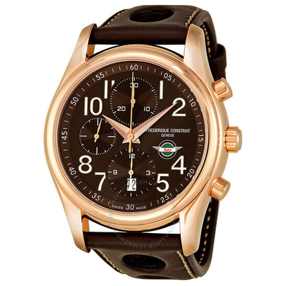 ساعة فريدريك كونستانت هيلي كرونوغراف أوتوماتيكية للرجال بمينا بني