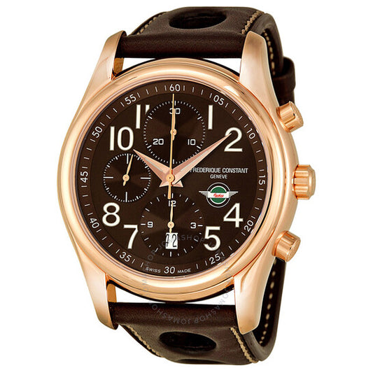 ساعة فريدريك كونستانت هيلي كرونوغراف أوتوماتيكية للرجال بمينا بني