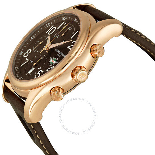 ساعة فريدريك كونستانت هيلي كرونوغراف أوتوماتيكية للرجال بمينا بني