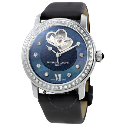 Frederique Constant, Heartbeat Automatic Diamond Black Dial Ladies Watch