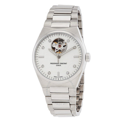 ساعة فريدريك كونستانت هاي لايف أوتوماتيكية للسيدات بمينا فضية مرصعة بالألماس