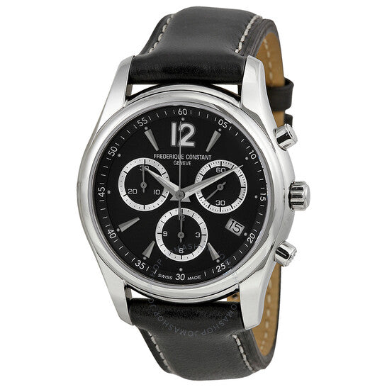 Frederique Constant, Junior Chronograph Black Dial Leather Men's Watch