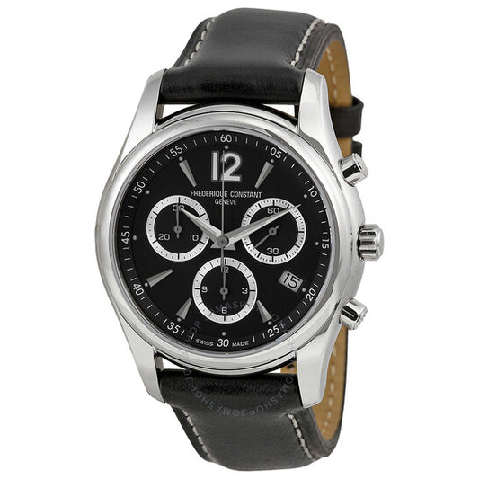 Frederique Constant, Junior Chronograph Black Dial Leather Men's Watch