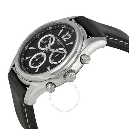 Frederique Constant, Junior Chronograph Black Dial Leather Men's Watch
