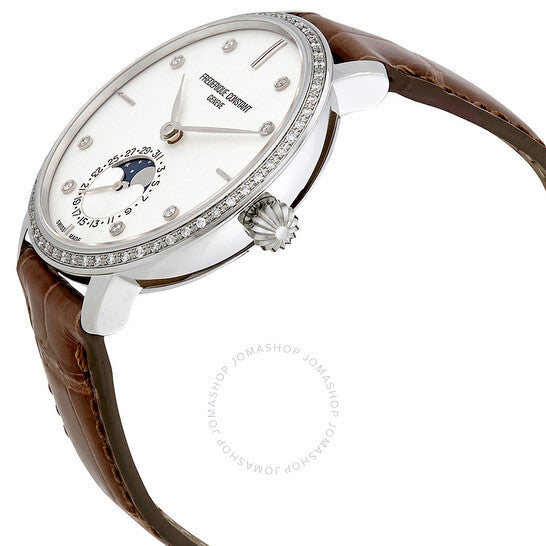 Frederique Constant, Slimline Moonphase Automatic Diamond Silver Dial Men's Watch